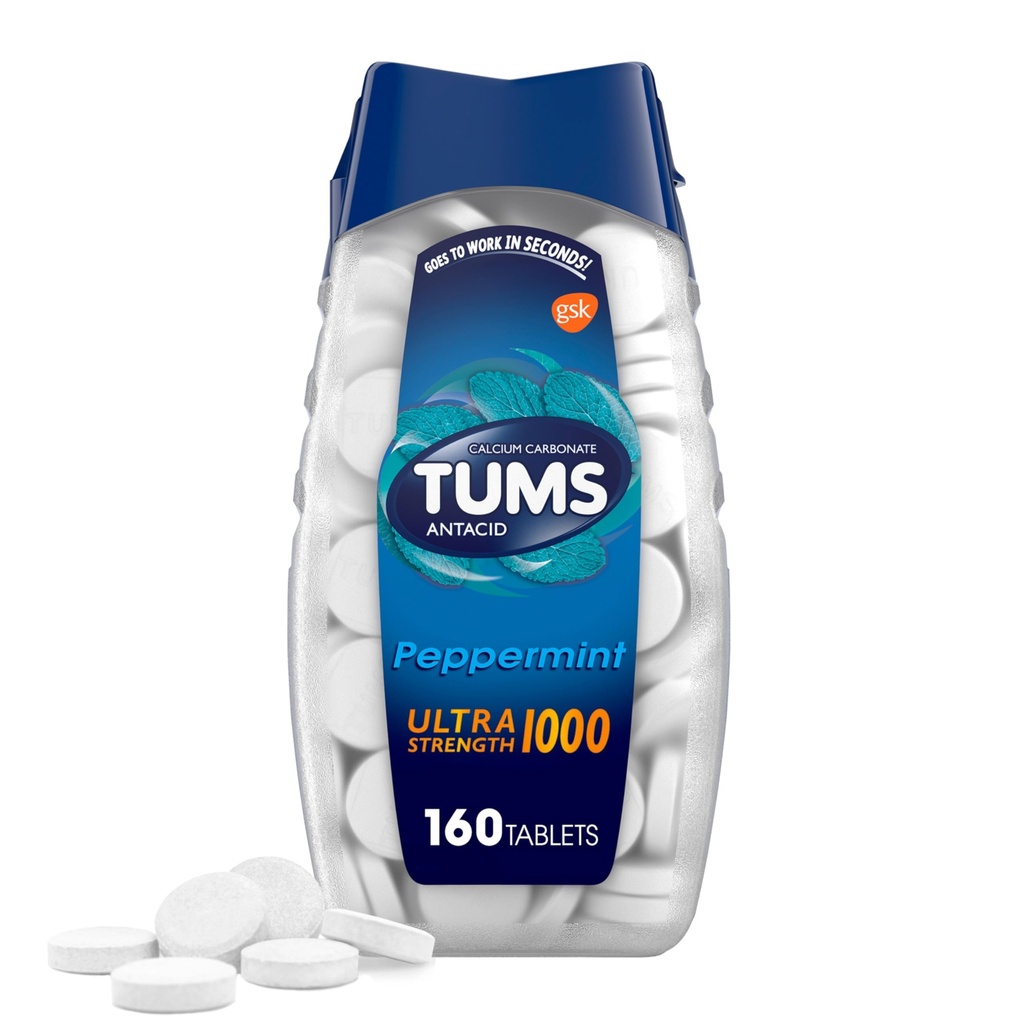 TUMS の心焼けの救助、ペパーミントのための超強さのChewable の蟻酸のタブレット- 160 の計算