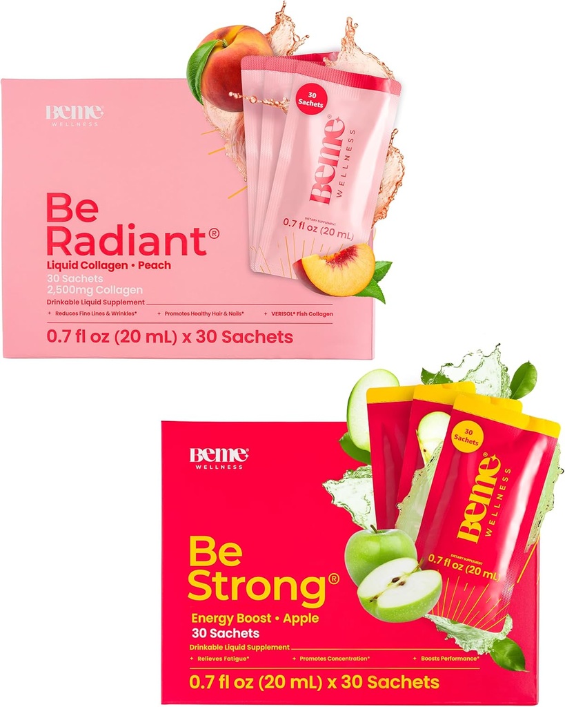 BeMe BeRadiant&BeStrongバンドル - 液体コラーゲン&ビタミンB12サプリメント