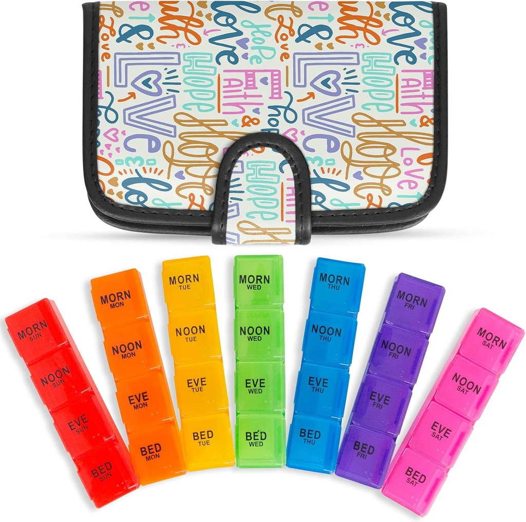 Vive Weeklyピルオーガナイザー4日 - 7日間午前、正午、夕方、夜のためのピルボックス - 余分な大きな薬、ビタミン&プレミアムレザーケース付きサプリメントディスペンサー