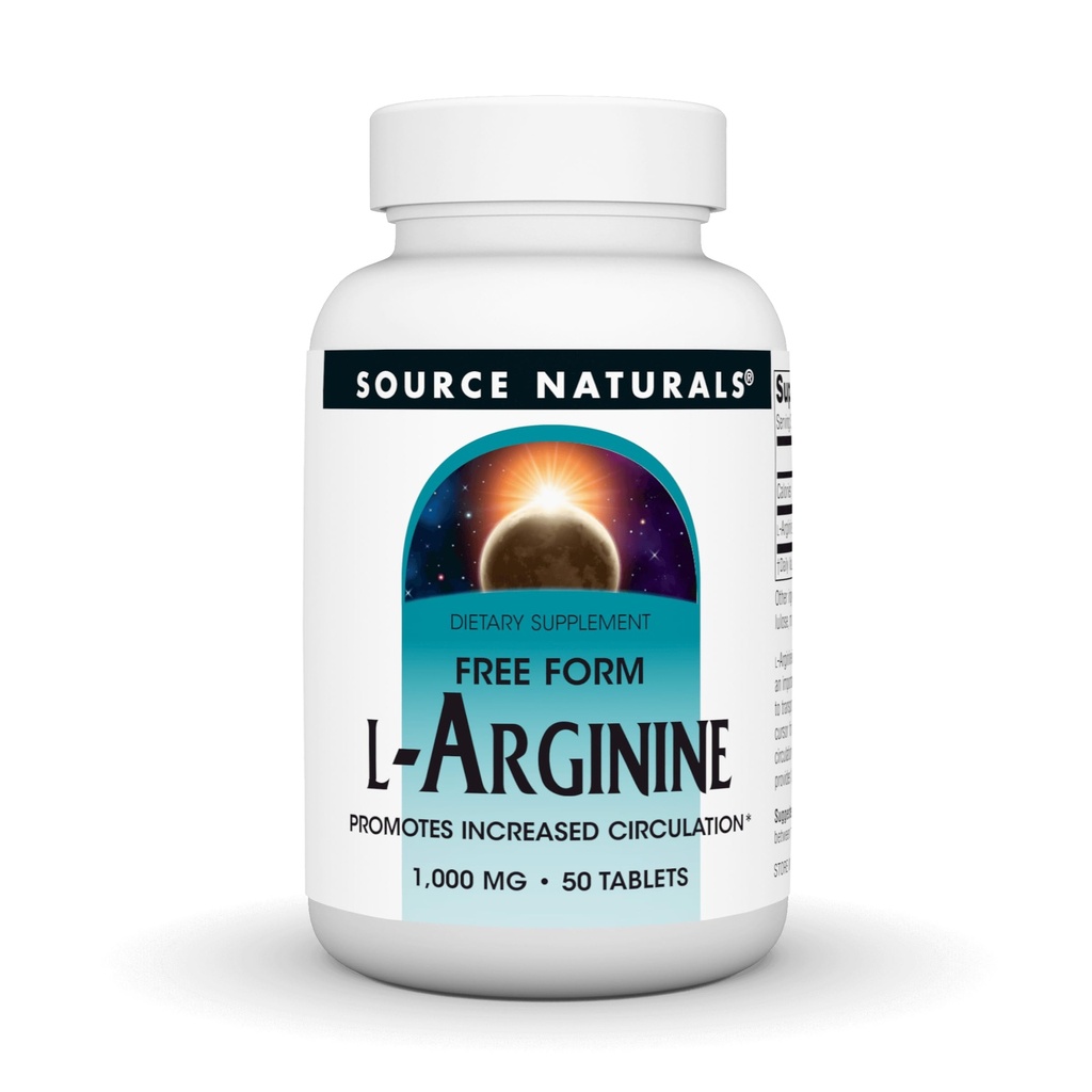 源のNaturals L-Arginineは高められた循環を促進します* 1000のmgの自由な形態- 50のタブレット