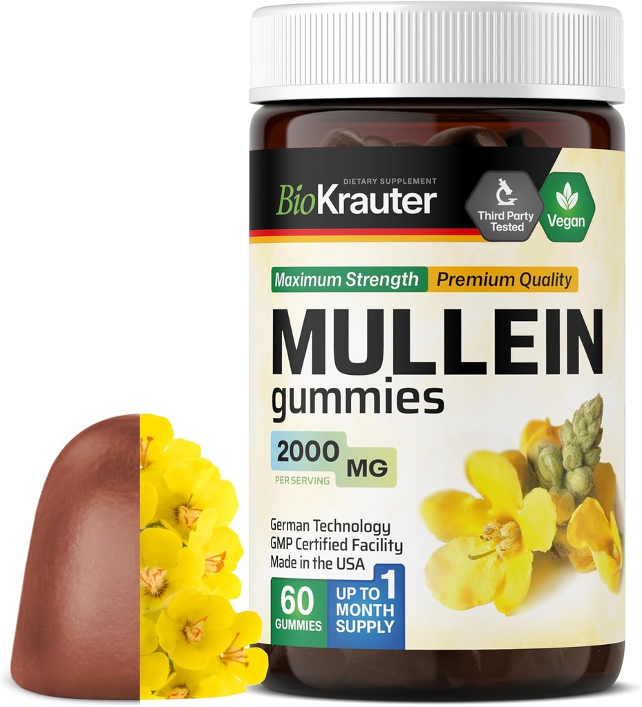 Lungs 2000mg - 60Chews - Lung Detoxサプリメント - Mulleinリーフグミー - ビーガン、ゼラチンフリー