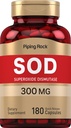 パイピングロック超酸化物ディスミューターゼ | SOD | 300mg | 180カプセル | 非GMO、グルテンフリーサプリメント