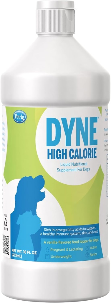 PetAg Dyne High Calorie Liquid Nutritional Supplement for Dogs & Puppies 8 Weeks - 16 oz - サポート性能と耐久性 - 甘いバニラフレーバー