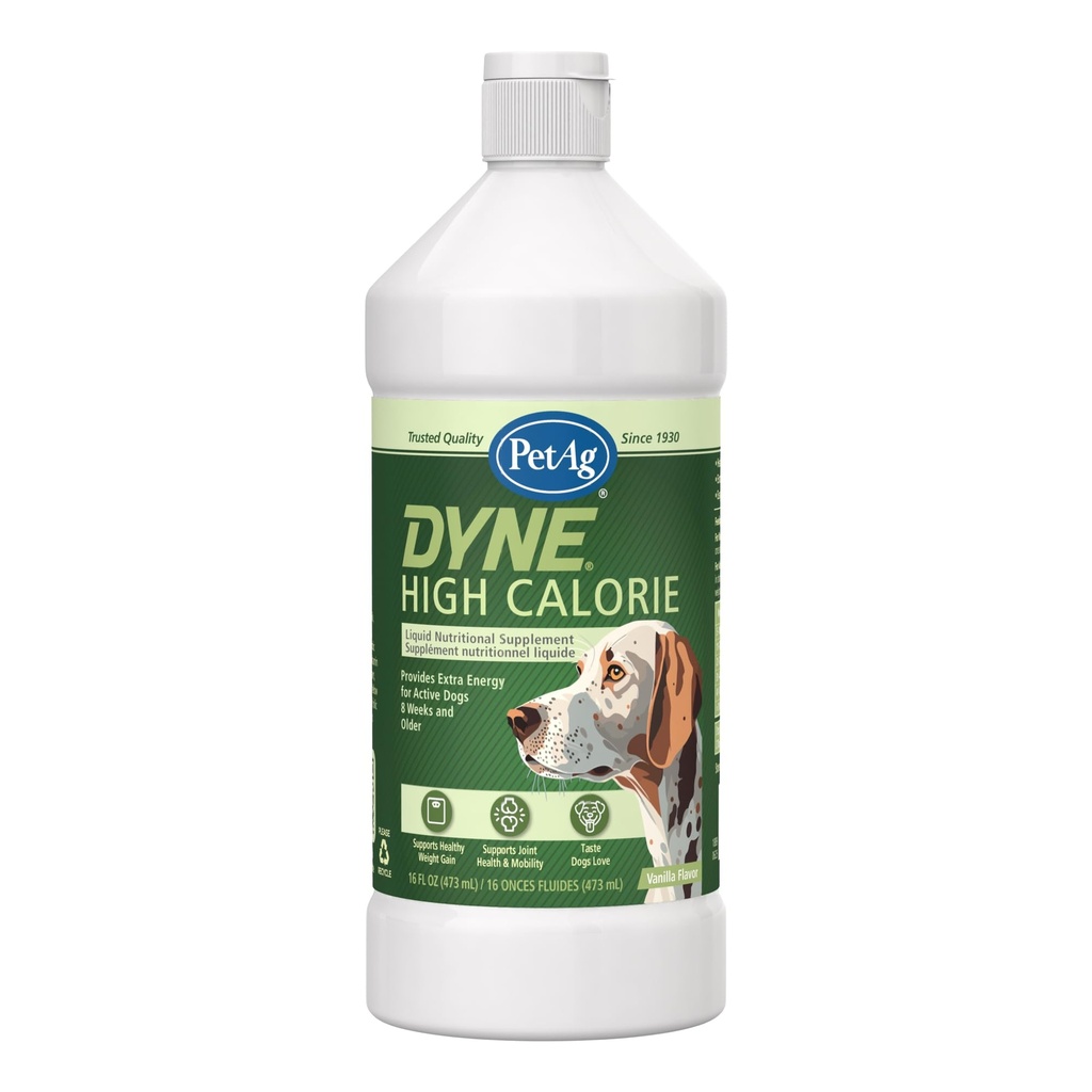 PetAg Dyne High Calorie Liquid Nutritional Supplement for Dogs & Puppies 8 Weeks - 16 oz - サポート性能と耐久性 - 甘いバニラフレーバー