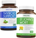 St. John's Wort & Thyroidサポートのバンドル - Mood Boost & Balance Bundle - St. John's Wort(Non-GMO)、強力な900mcg Hypericin Extract&Thyroid Support with Iodine for Energy改善