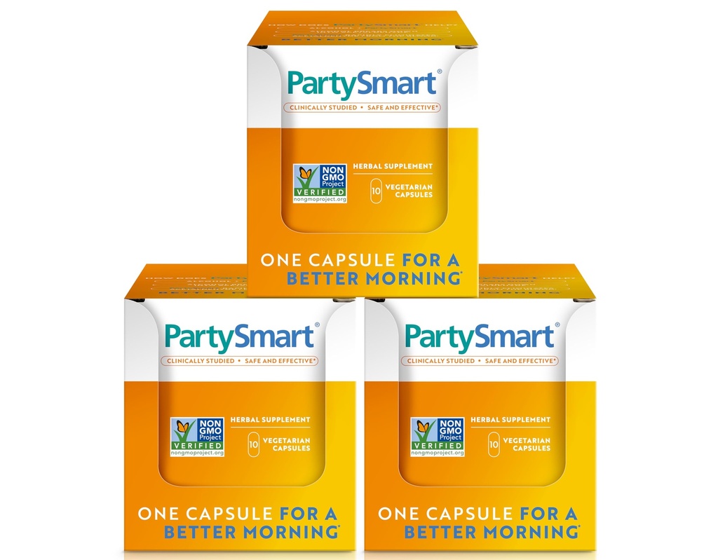 Himalaya PartySmart、10個体カプセル - 飲酒後のより良い朝のためのアルコールブレイクダウン肝臓サポート - 植物ベース、ビーガン、非GMO、グルテンフリー、臨床的に勉強(3パック)