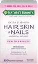 ネイチャーズ・バウンティ・ヘアスキンとネイルズ 5000 mcg of Biotin - 250 コーティングされたタブレット レギュラー&エクストラ・強度 (エクストラ・強度, 2 ボトル 各 250 Softgels)