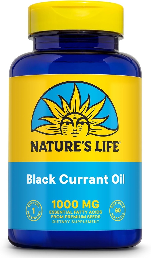 NATURE'S LIFEブラックカラントシードオイル1000mg - Omega 6 Gamma Linolenic酸(GLA)とOmega 3アルファ - リン酸(ALA)、60日間保証、60サービング、60Softgels