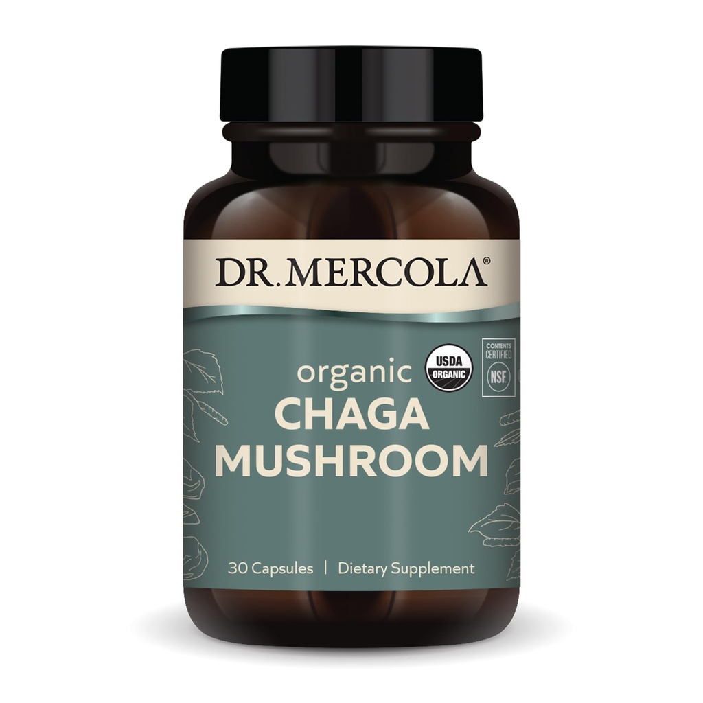 Mercola Organic Chagaのきのこの30のサービング(30のタブレット)、食事療法の補足、サポート健康な免疫機能、非GMOの証明されたUSDAの有機性、NSFの内容は証明しました