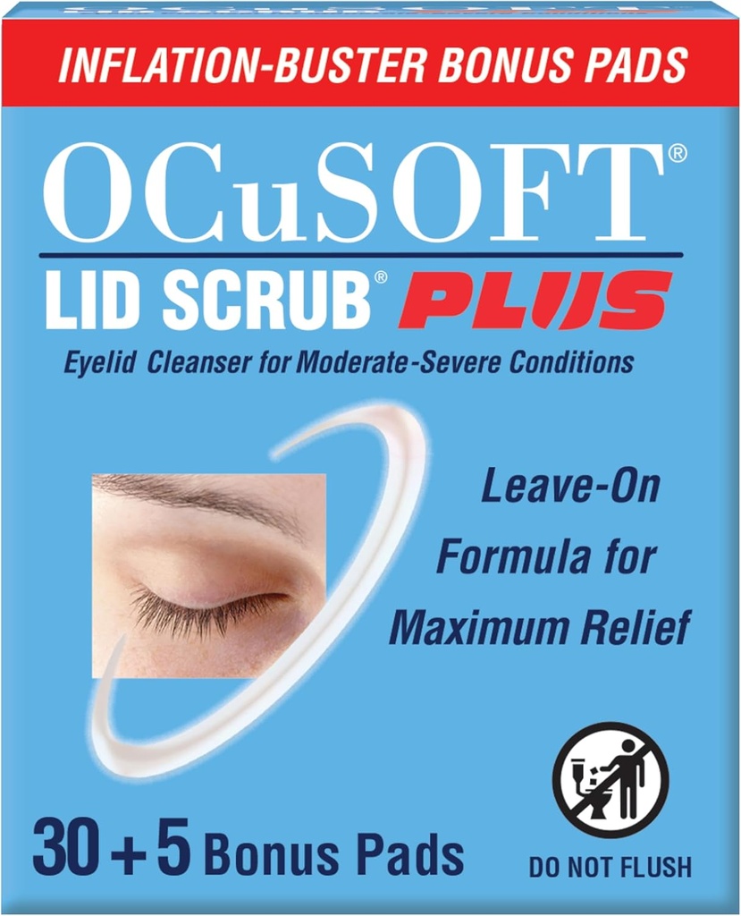 OCuSOFTのふたはPLUSをスクラブします 35 - 重度の条件に変性のための前固定された葉のまぶたのワイプ - 最大救助のための保湿アイドの洗剤 - 35 カウント