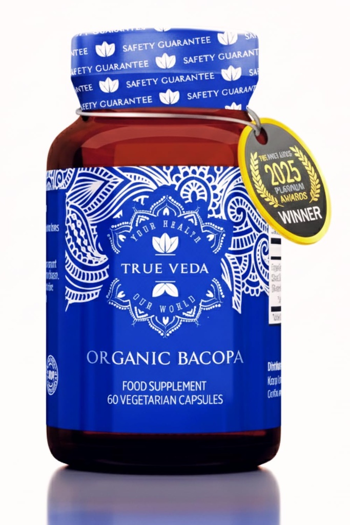 バコパモニーリサプリメント - バコパサプリメント | USDA Organic Bacopa Monnieri Organic | 20X濃縮エキス | 50%バコシド | ブラフミカプセル | 60 バコパモニーリカプセル | バコパエキス