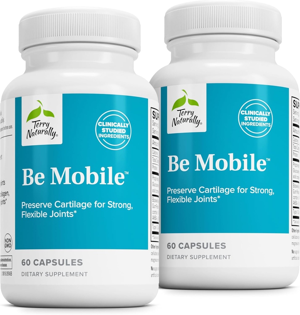 Terry Naturally Be Mobile - Collagen Supplement for Joint Health Support - Dietary Supplement with Boswellia Extract & Type II Collagen - Lower Back & Knee Support - 60 Capsules (Pack of 2)