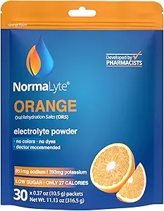NormaLyte 経口水分補給塩-POTSシンドローム症状の栄養管理- 1 袋 -30 スティック(Yields 500mL /パック)-オレンジ|エネルギーサプリメント、カリウムサプリメント、脱水回復