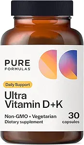 ビタミンD3 K2のビタミン5000 IU -カルシウム吸収のためのVIT D3 K2の補足、骨の強さ、心血管及び免疫機能サポート、大豆なし、非GMO 30のベジタリアンのカプセル