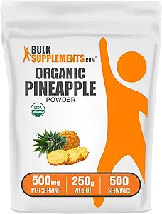 BulkSupplements.comオーガニックパイナップルパウダー - 風味とスムージーのためのパイナップルフルーツパウダー - 甘味&グルテンフリー、給食当たり500mg、250g(8.8オンス)(パッケージ1)