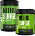 Jacked Factory NITROSURGE Pre Workout Supplement - Energy Booster, Instant Strength Gains, Clear Focus & Intense Pumps - NO Booster & Powerful Preworkout Energy Powder - 90 Servings, Blue Raspberry