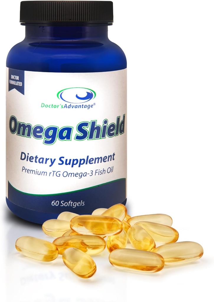 医師のメリットオメガシールドサプリメント - 60 Softgels、30日の供給 - プレミアムMercuryフリートリグリセリドオメガ3 最適心と眼の健康のための魚油