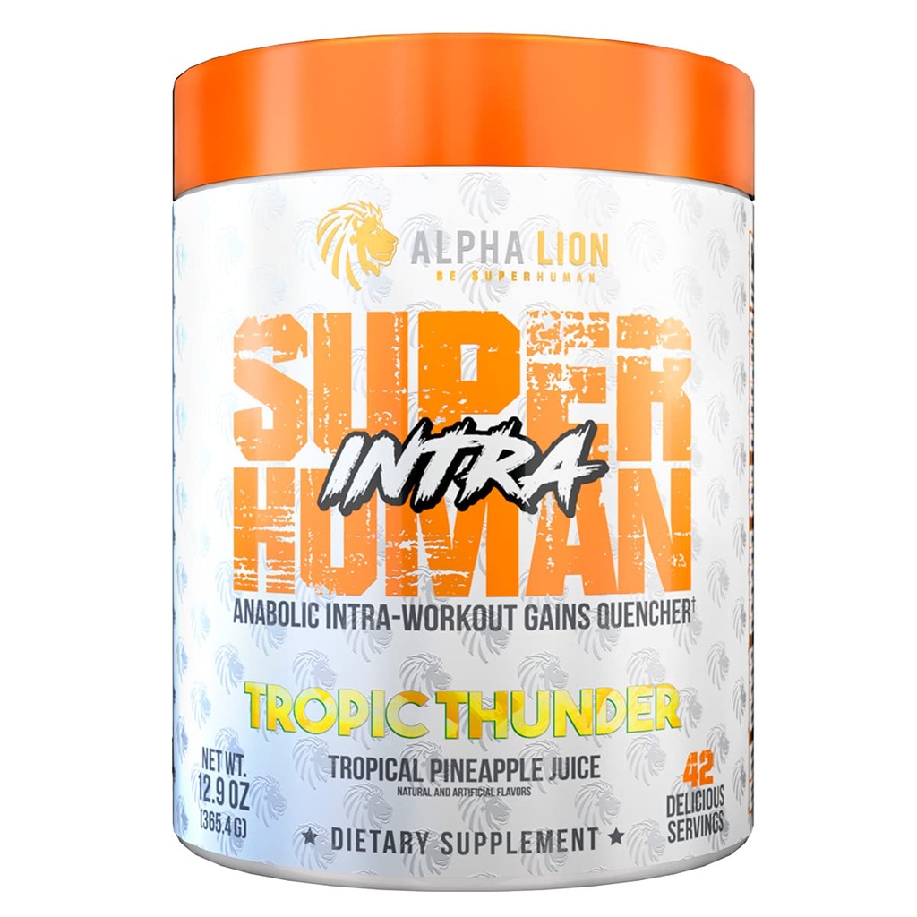 ALPHA LIONの男性及び女性のためのSuperhuman Intraのワークアウトの粉、アミノ酸の飲み物、筋肉回復補足、BCAAの粉、電解物及び水和の組合せ(42のサービング、熱帯パイナップル ジュースの味)