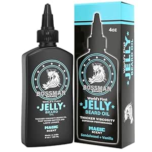 Bossman Jelly Beard Oil for Men (4 oz, Magic Scent) – Softens, Moisturizes & Conditions with Natural Ingredients