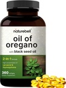 NatureBell Oregano Oil with Black Seed Oil, 360 Softgels | 360-day Supply Essential Oil for Immune Health | 高濃度のCarvacrol & Thymoquinoneを配合