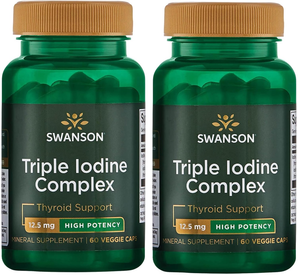 Swanson の三重の Iodine 複雑な自然な補足のための Vital 甲状腺サポート促進のメタボリック機能、高められた赤血球の生産、及び中心の健康- (60 の野菜のカプセル、12.5mg 各) 2 のパック