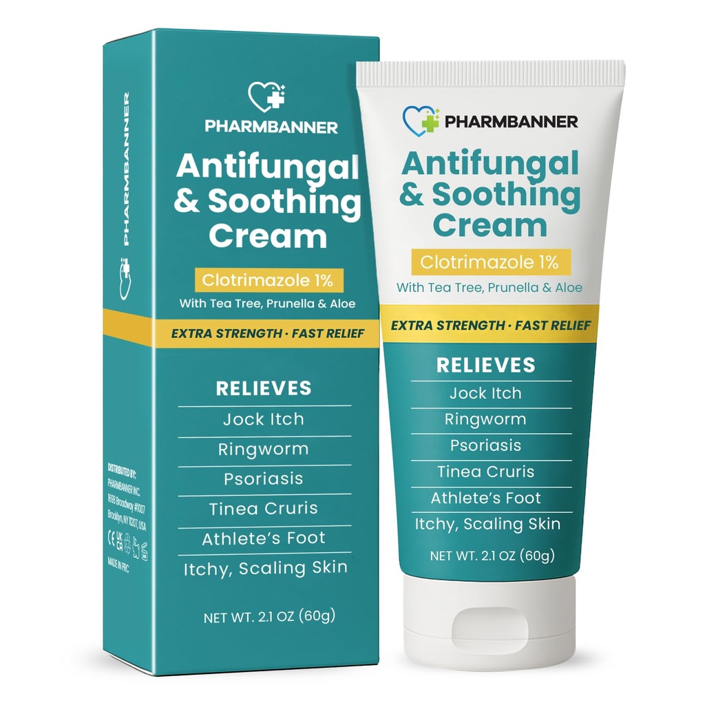 Antifungal Cream for Jock Itch, Ringworm, Psoriasis & Athlete’s Foot – Extra Strength Relief for Itchy, Burning Skin – Fast-Acting Formula for Tinea Cruris, Tinea Versicolor & Skin Irritations