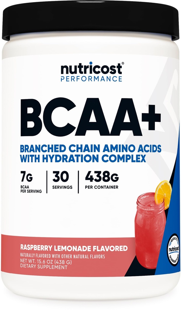 Nutricost BCAA + ハイドレーションパウダー(ラズベリーレモネード)30サービング - 分岐させたチェーンアミノ酸とハイドレーションコンプレックス - グルテンフリー、非GMO