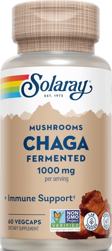 SOLARAY発酵チャガマッシュルーム1000mg | 健康免疫機能サポート | 30食 | 60ベジキャップ