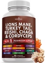 新しいAGE Lions マネ キノコ サプリメント と トルコ テール Reishi Cordyceps chaga と マシュマロ ルート