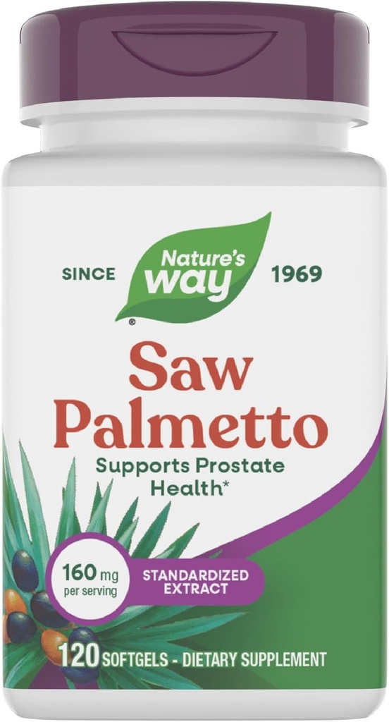 Nature's Way Saw Palmetto Premium Extract、男性用前立腺の健康サポート*、1回のサービングあたり160mg、120Softgels(パッケージ5月Vary)