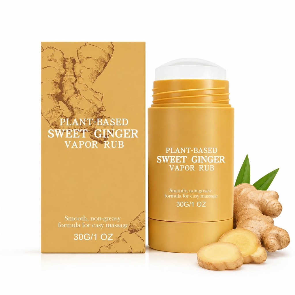 Sweet Ginger Vapor Rub Stick, All-Natural Herbal Muscle Massage Balm for Knee Neck Back and Body, Plant-Based Soothing Relief for Men & Women (1 Pack)