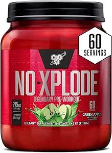 BSN N.O.-XPLODEプレワークアウトパウダー、クレアチンとベータアラニンと女性のためのエネルギーサプリメント、味:グリーンアップル、60サービング