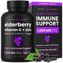 NutraChamps エルダーベリー ビタミン C と亜鉛 - 5 に 1 免疫サプリメント、ビタミン D3 5000 IU のカプセル、Sambucus エルダーベリー エキス 免疫サポート 大人