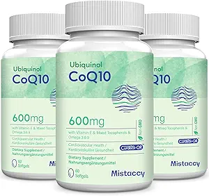 CoQ10 600mg Softgels | 高吸収性CoQ10 Ubiquinolサプリメント | ビタミンE&オメガ3 6 9で強化フォームを削減 | 健康に良い抗酸化力ハウス | 180ソフト