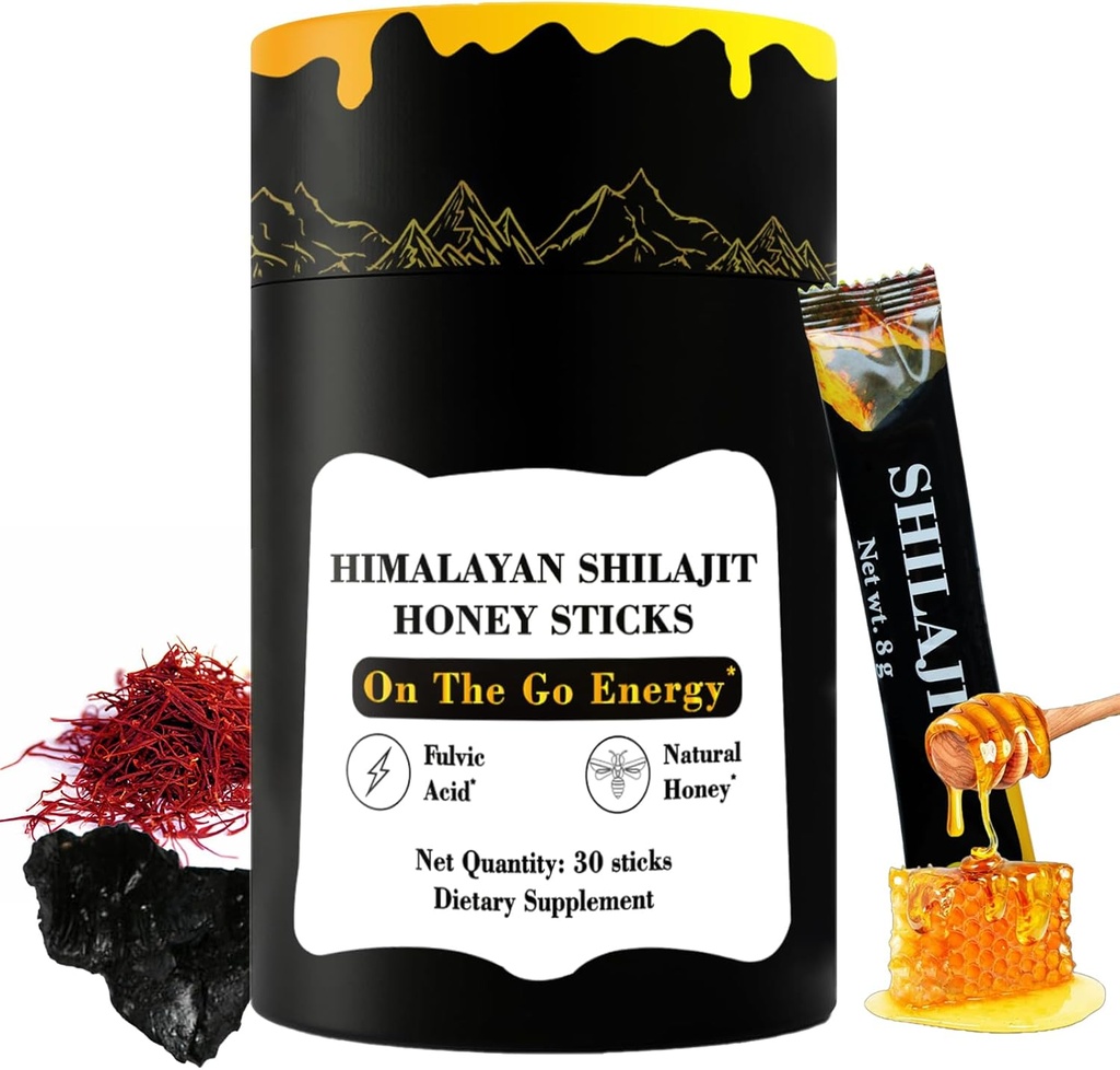 Himalayanの純粋なNutritiousシラジットの蜂蜜は金サフラン、蜂蜜- 75%のフルヴィク酸、85+のトレースの鉱物-人女性のための- 30の棒(シラジットの蜂蜜30の棒)に付けます