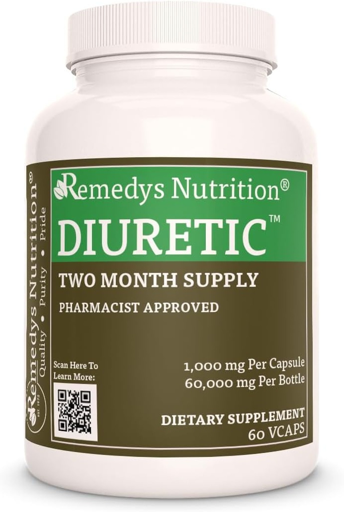 Remedy's Nutrition DiureticTM|1,000mg、60ビーガンカプセルハーブ栄養補助食品  2ヶ月の供給