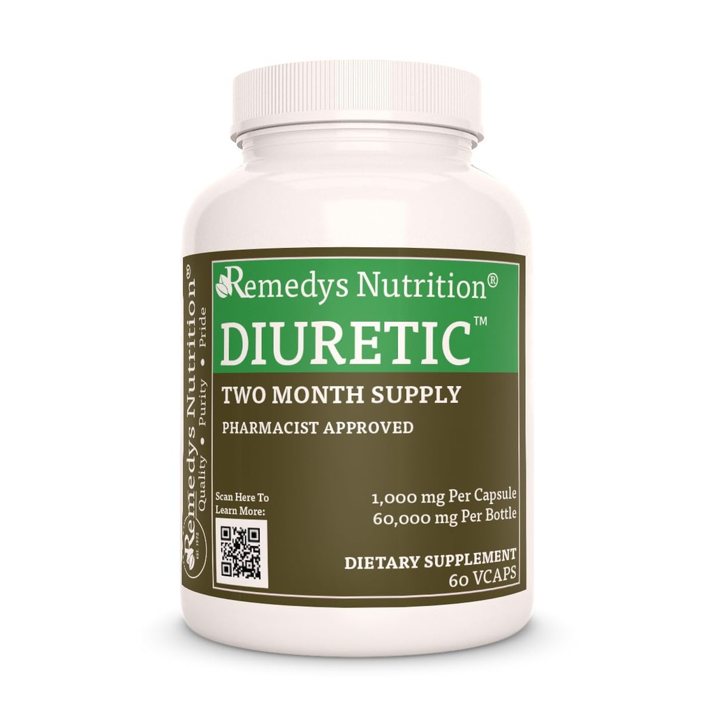 Remedy's Nutrition DiureticTM|1,000mg、60ビーガンカプセルハーブ栄養補助食品  2ヶ月の供給