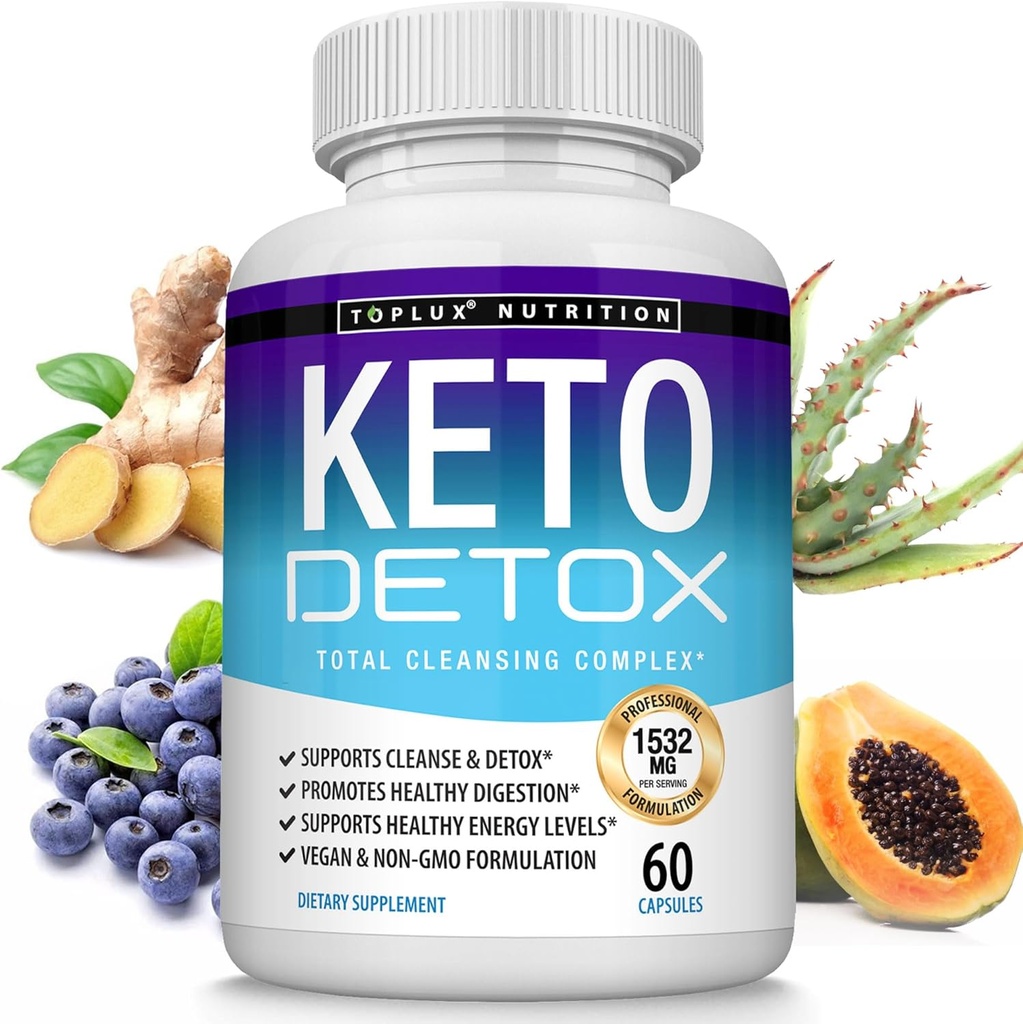 Toplux Keto Detoxの丸薬の高度の清潔になるエキス– 1532 Mgの自然なAcaiのコロンの洗剤の方式、フラッシュの毒素及び人女性、60のカプセル、補足のための余分な無駄