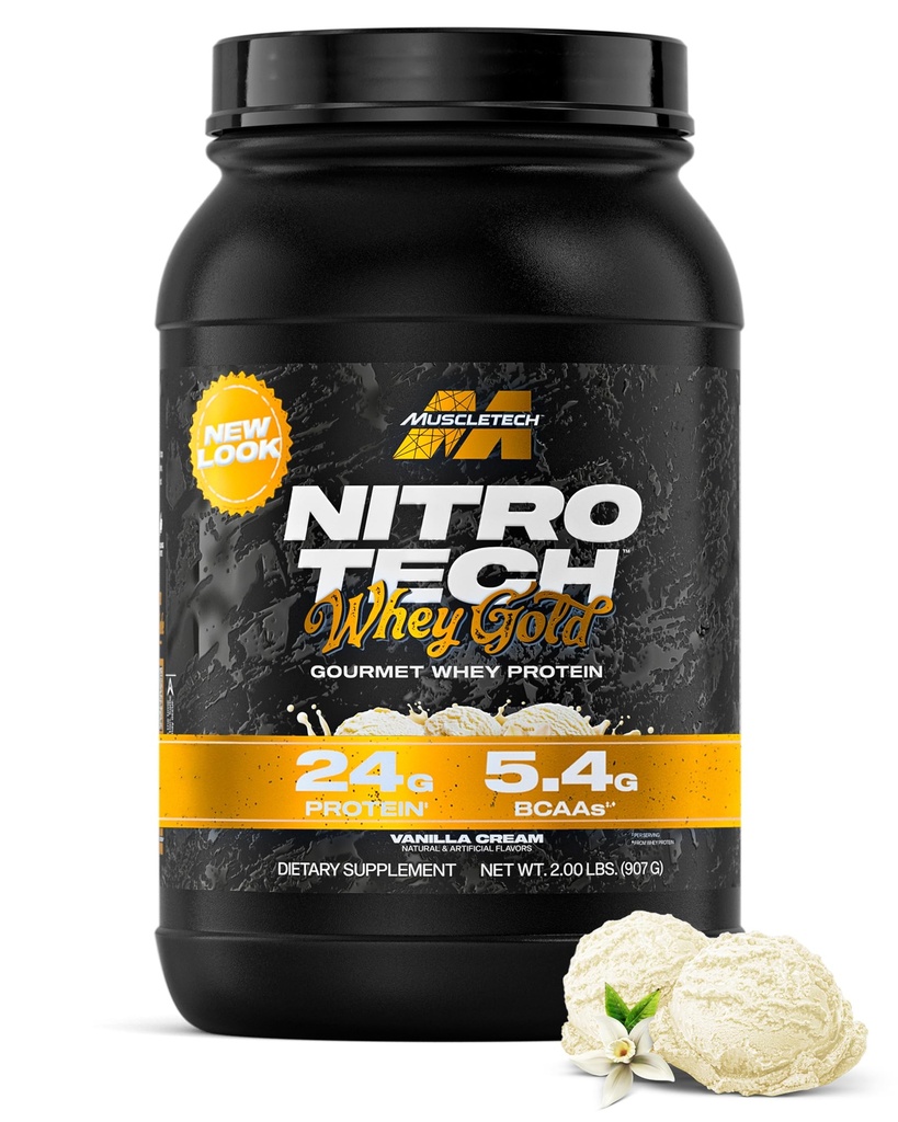 マッスルテックウィープロテインパウダー(Vanilla Cream、2LB) - Nitro Tech Whey Protein Isolate Smoothie Mix for Lean Muscle & Recovery - 24g of Whey Gold for Women & Men - 包装 May Vary