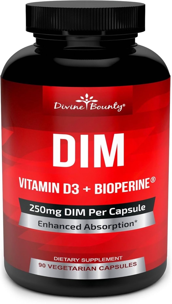 ビタミンD3プラスBioPerineとDIMサプリメント250mg - Diindolylmethane Menopause&Estrogenサポート、女性と男性のためのホルモンバランスサポート - 90ベジタリアンキャップ