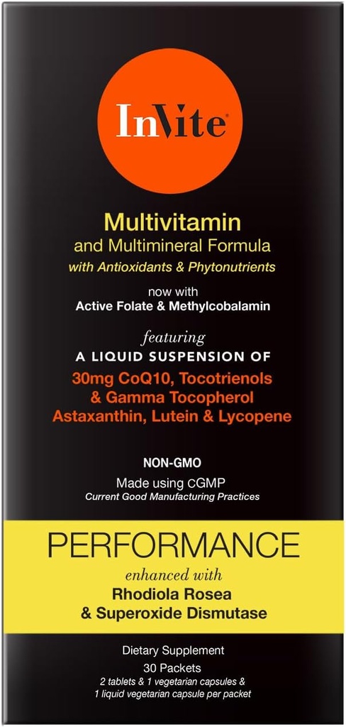 Invite Health Performance Vitamin - Comprehensive Daily Multivitamin with Enhanced Support for Athletes and Active People - 30 Day Supply