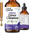 Wild & Organic Liver Cleanse Detox Tincture - Milk Thistle, Dandelion Root Herbal Complex - Liquid Liver Support Supplement - Vegan, Sugar & Alcohol-Free Milk Thistle Drops - 4 fl oz