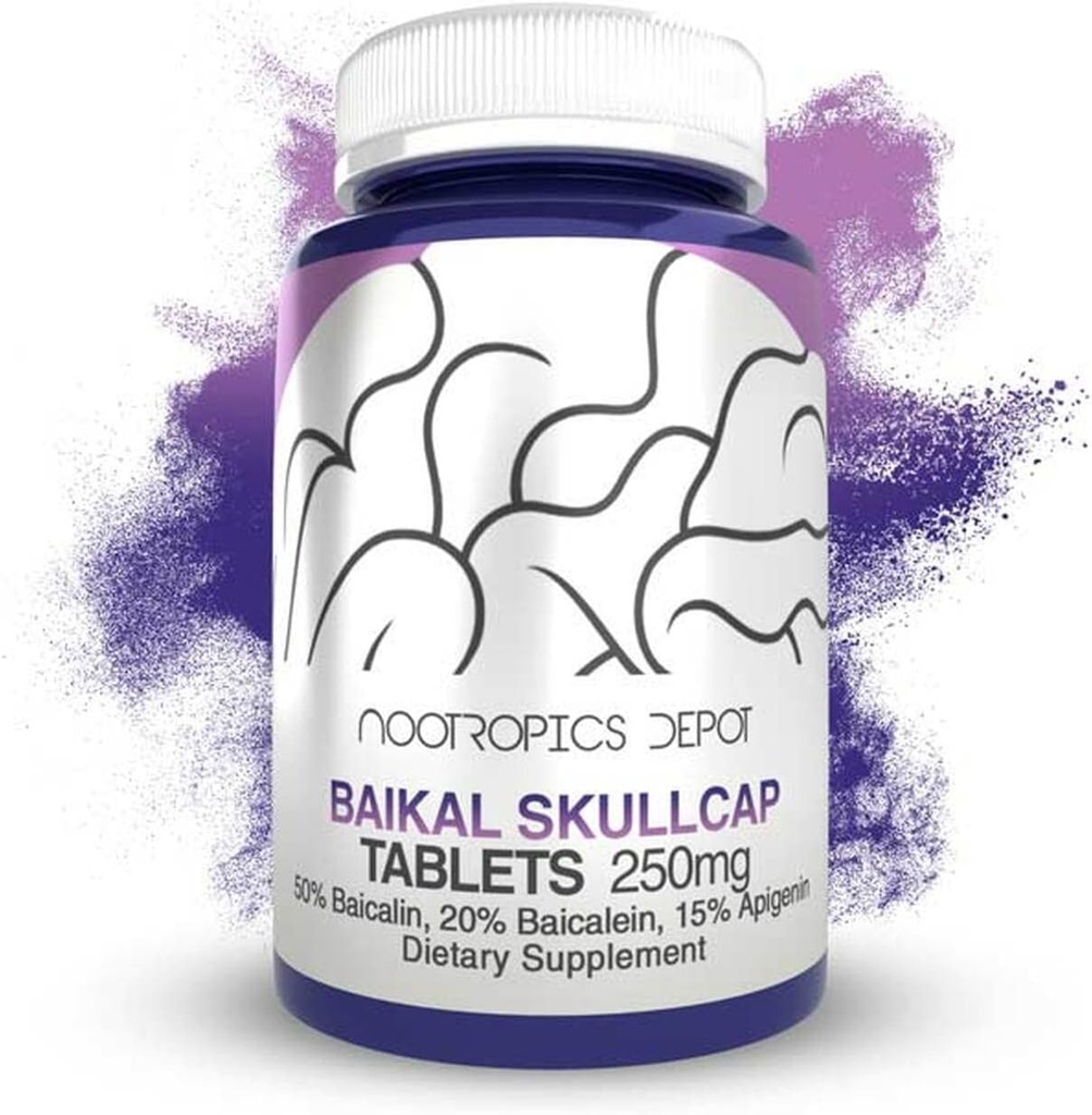 NootropicsのDepotのバイカルSkullcapのエキスのタブレット  250mg   60の計算  >15% Apigenin、>20% Baicalein、>50%のBaicalin