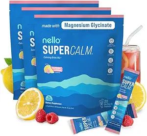 Nello Supercalm ドリンク ミックス - Ashwagandha KSM 66, マグネシウム グリシナート & L-テアニン サプリメント, ビタミン D3 - Ashwagandha ルート エキス (3パック)