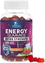 エネルギーグミー1000mcg - ビタミンB12、グリーンティーナチュラルカフェインサポート、毎日のエネルギーグミ - おいしいベリー風味B12サイクリング&スポーツを実行するための咀嚼サプリメント - 120咀嚼