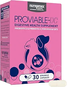 犬と猫のためのNutramax Proviable Probiotics、細菌、猫および犬のProbioticsプラスの複数の緊張の毎日の消化の健康の補足、30カプセル