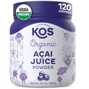 KOSオーガニックアサイジュースパウダー - USDA認定オーガニック、植物ベースのスーパーフード抗酸化剤、ブラジル産スーパーベリー、スムージーやボウルに最適です、0g砂糖、ビーガン、グルテンフリー、非GMO - 120のサービング