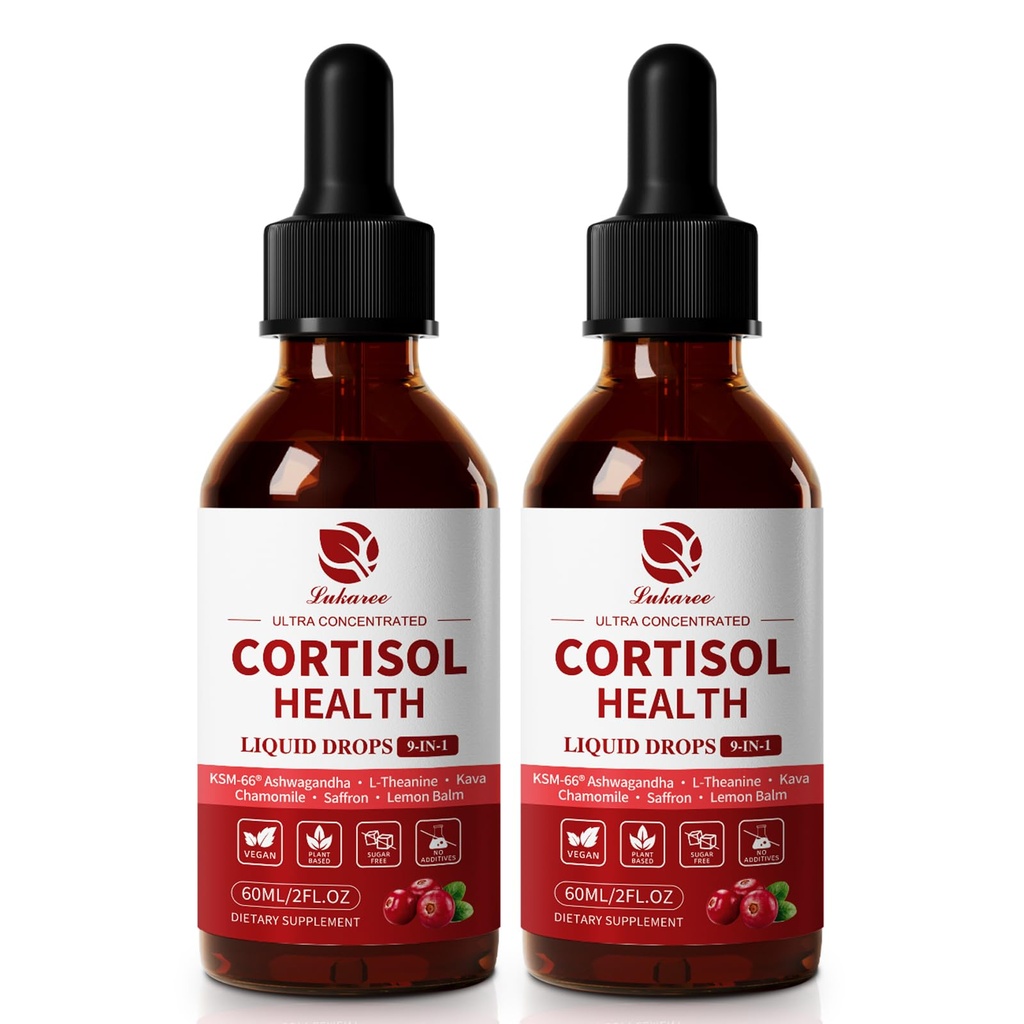 Cortisol Supplements for Women, Cortisol Reducer Manager Detox with KSM-66® Ashwagandha, Kava, Lemon Balm & Vitamin C B5 B6, Lower Cortisol, Hormone Harmony Liquid Drops, 2 FL.OZ, Cranberry Flavor