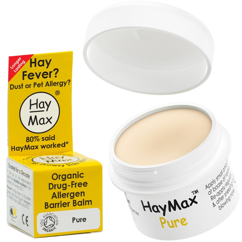 ヘイマックス・アレルゲン・バリア・バルム - ピュア0.17 fl oz - オーガニック、ナチュラル&非眠気 ヘイ・ファーバー&アレルギー救済バーム - ブロック花粉&その他のアレルゲン粒子 - 大人、子供、妊娠中の女性に最適です