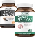 Black Seed Oil & Irish Sea Moss (3-Month Supply) - Power Duo Bundle of Black Seed Oil (180 Capsules) Cold-Pressed Nigella Sativa & Irish Sea Moss (180 Capsules) with Bioperine and Bladderwrack
